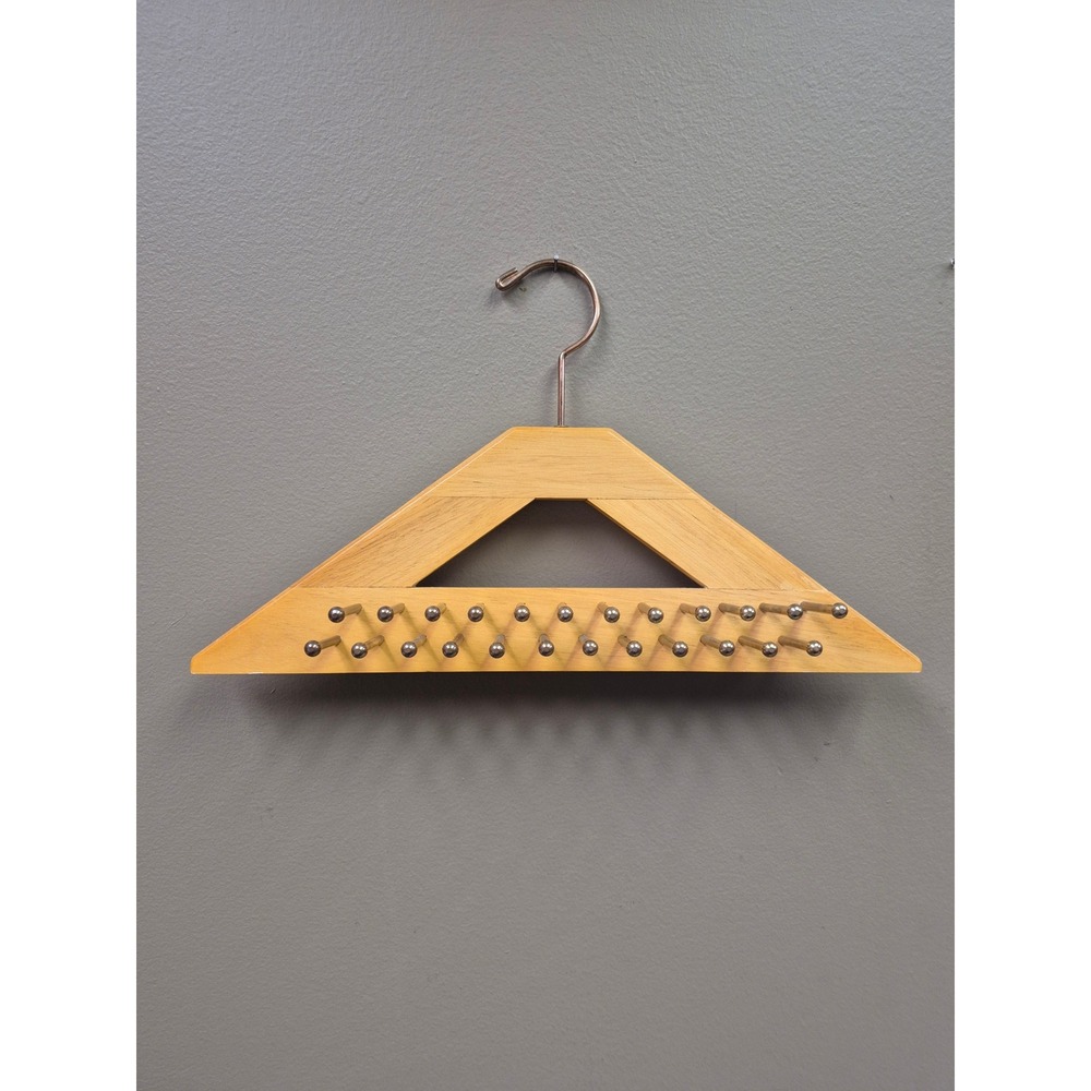 Vintage Wooden Tie Rack Hanger Belt Scarf Jewelry Organizer MCM Display Holder